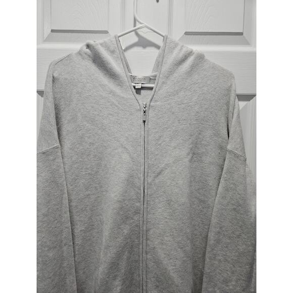 Kinross Cashmere Women's Gray Cotton Blend Full Zip Cardigan Sweater M Neutral - Picture 3 of 10